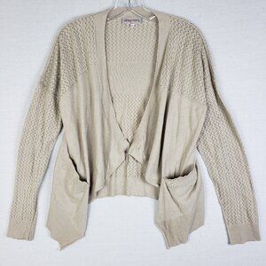 Pete & Greta Johnny Was Cardigan Open Front Lightweight Knit Cotton size L Ivory